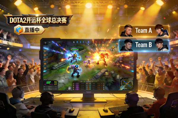 DOTA2开运杯全球总决赛直播画面，双方战队激烈对抗中