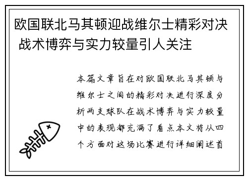 欧国联北马其顿迎战维尔士精彩对决 战术博弈与实力较量引人关注